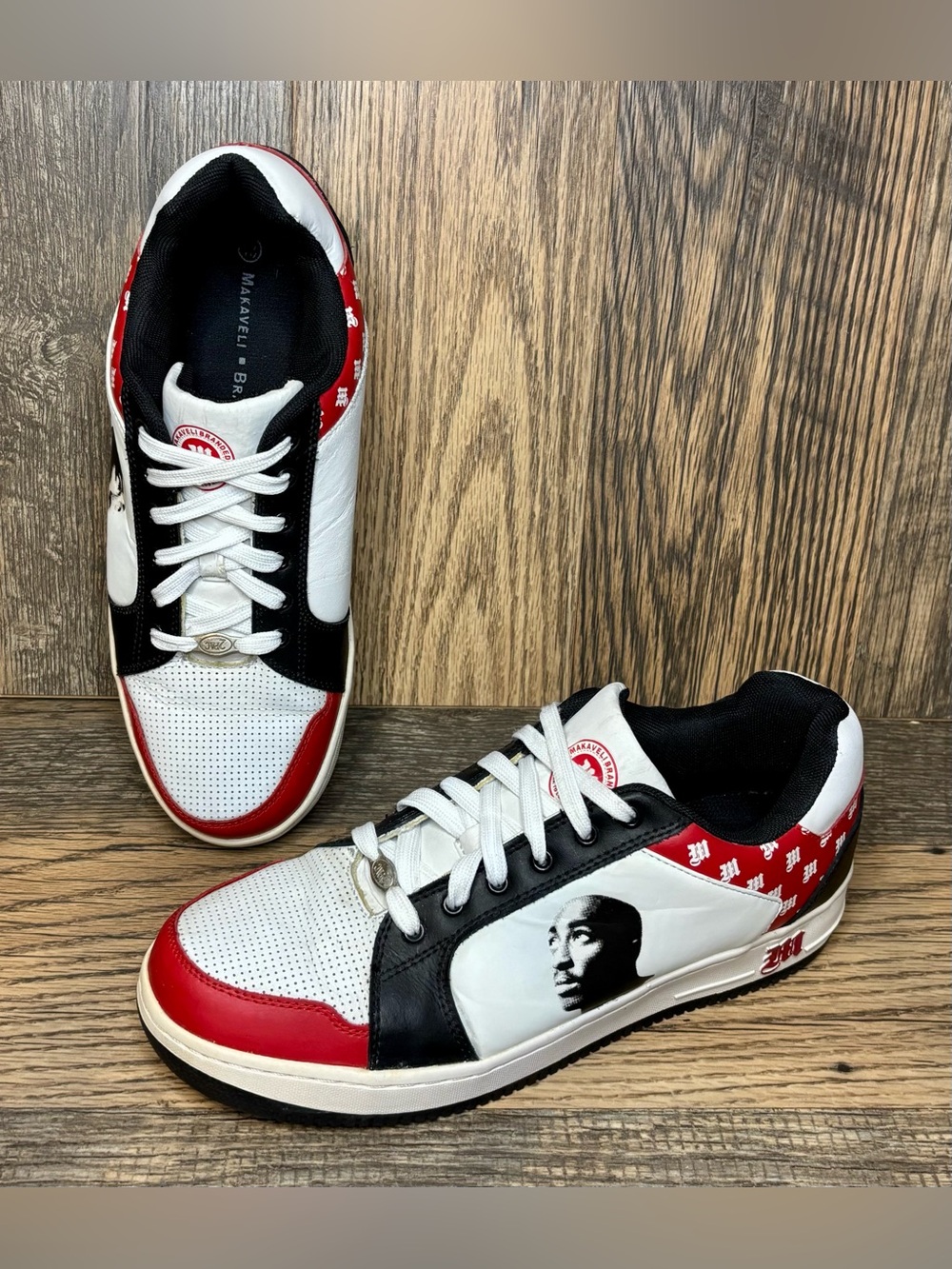 Makaveli Tupac Shakur 2PAC Sneakers Men’s Size 13 Red White Black Vintage!